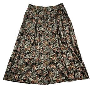 VTG 90s Y2K Sz L Midi Skirt Floral Boho Cottagecore Prairie Hunters Run Pockets